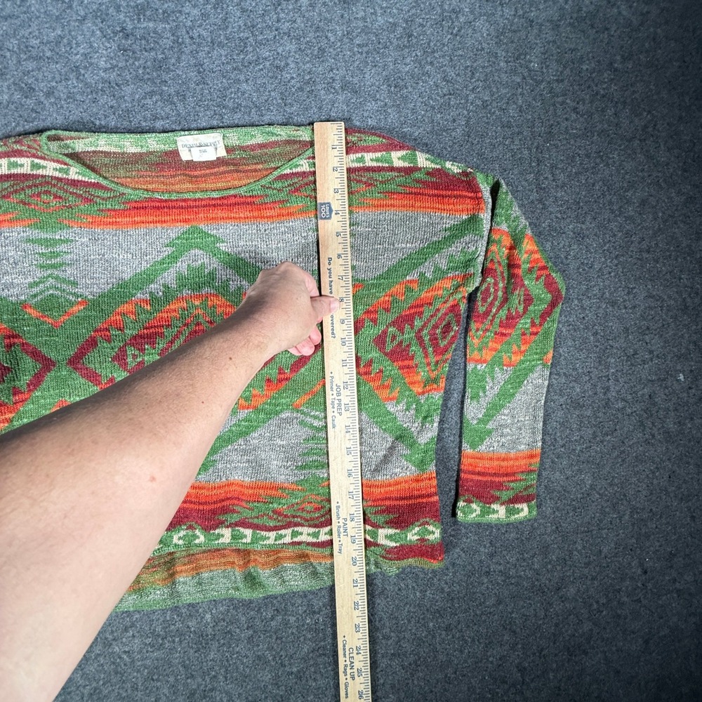 Denim & Supply Ralph Lauren Southwestern Cotton Knit Sweater Green Orange Medium - Picture 7 of 9